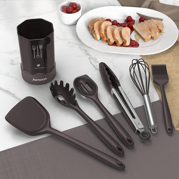 🆕 Silicone Heat Resistant Kitchen Utensils Spatula Turner Tongs Spoon Nonstick - Picture 2 of 9